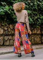 Palazzo High Waist Loose Cut Red Print Trousers